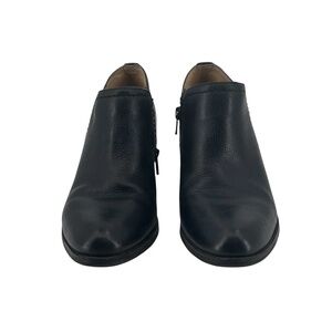 Naturalizer Black Zarie Leather Block Heel Side Zipper Ankle Booties 6 Women’s